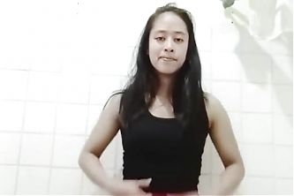 First Time Making Video From Bathroom. Small Boobs Teen Girl